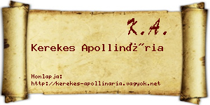 Kerekes Apollinária névjegykártya